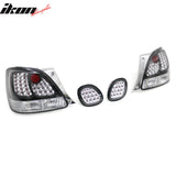 1998-2005 Lexus GS300/GS400/GS430 2PCS Driver Passenger Side Rear Tail Lights Lamps Assembly Replacement LED Look Black & Chrome Housing Clear Lens