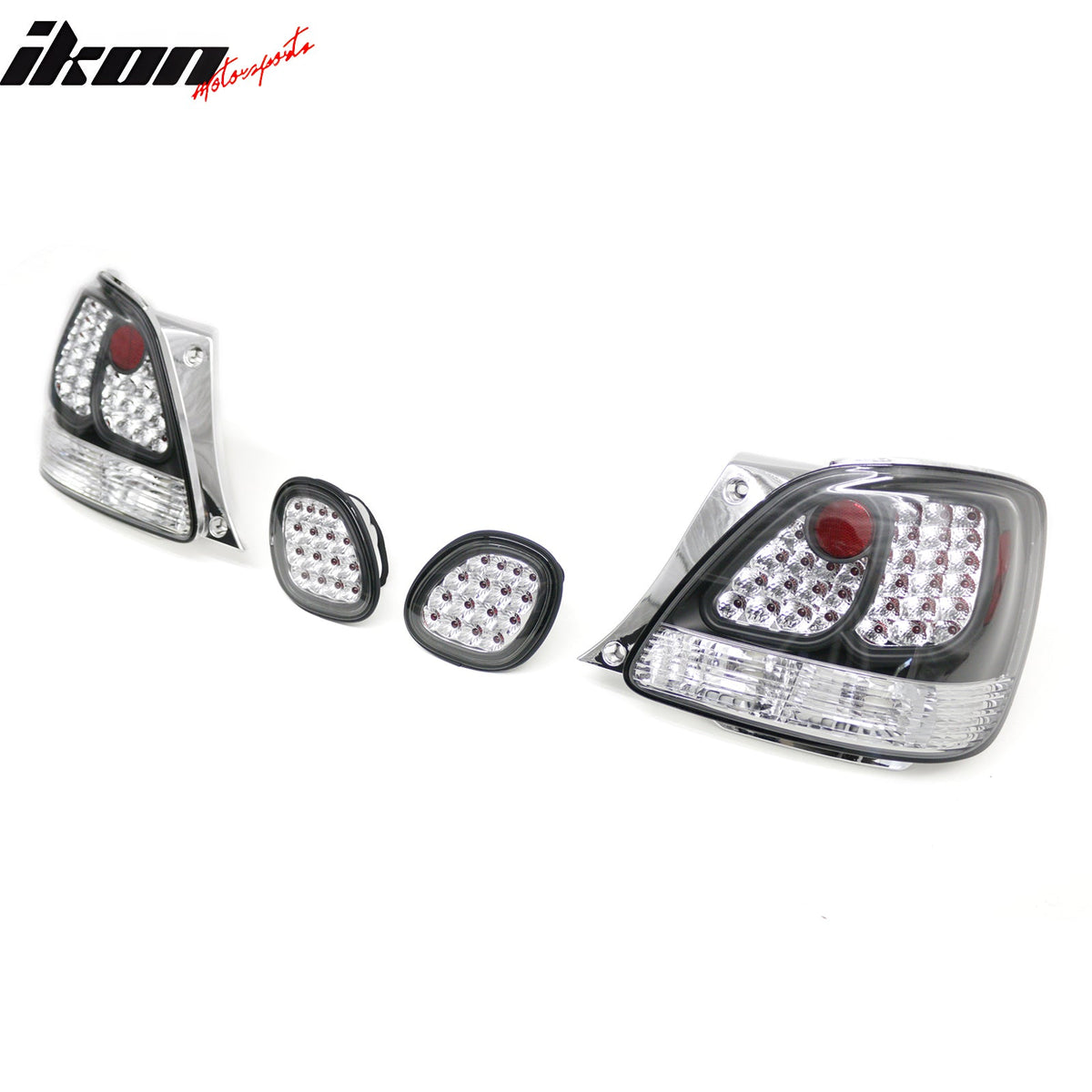1998-2005 Lexus GS300/GS400/GS430 2PCS Driver Passenger Side Rear Tail Lights Lamps Assembly Replacement LED Look Black & Chrome Housing Clear Lens