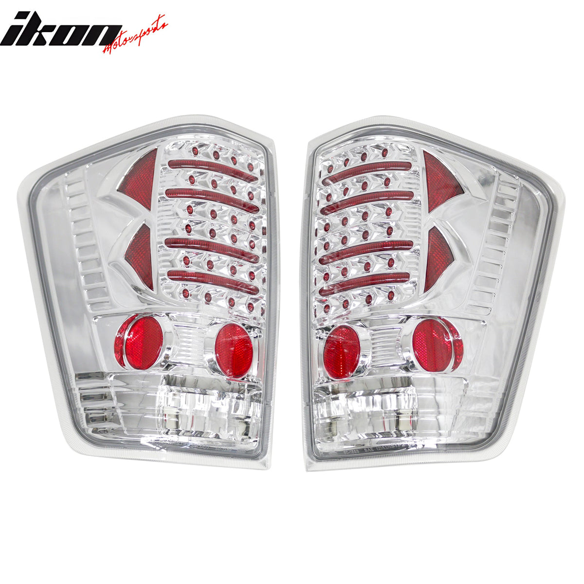 2004-2015 Nissan Titan 2PCS Driver Passenger Side Rear Tail Lights Lamps Assembly Replacement LED Look Chrome Housing Clear Lens