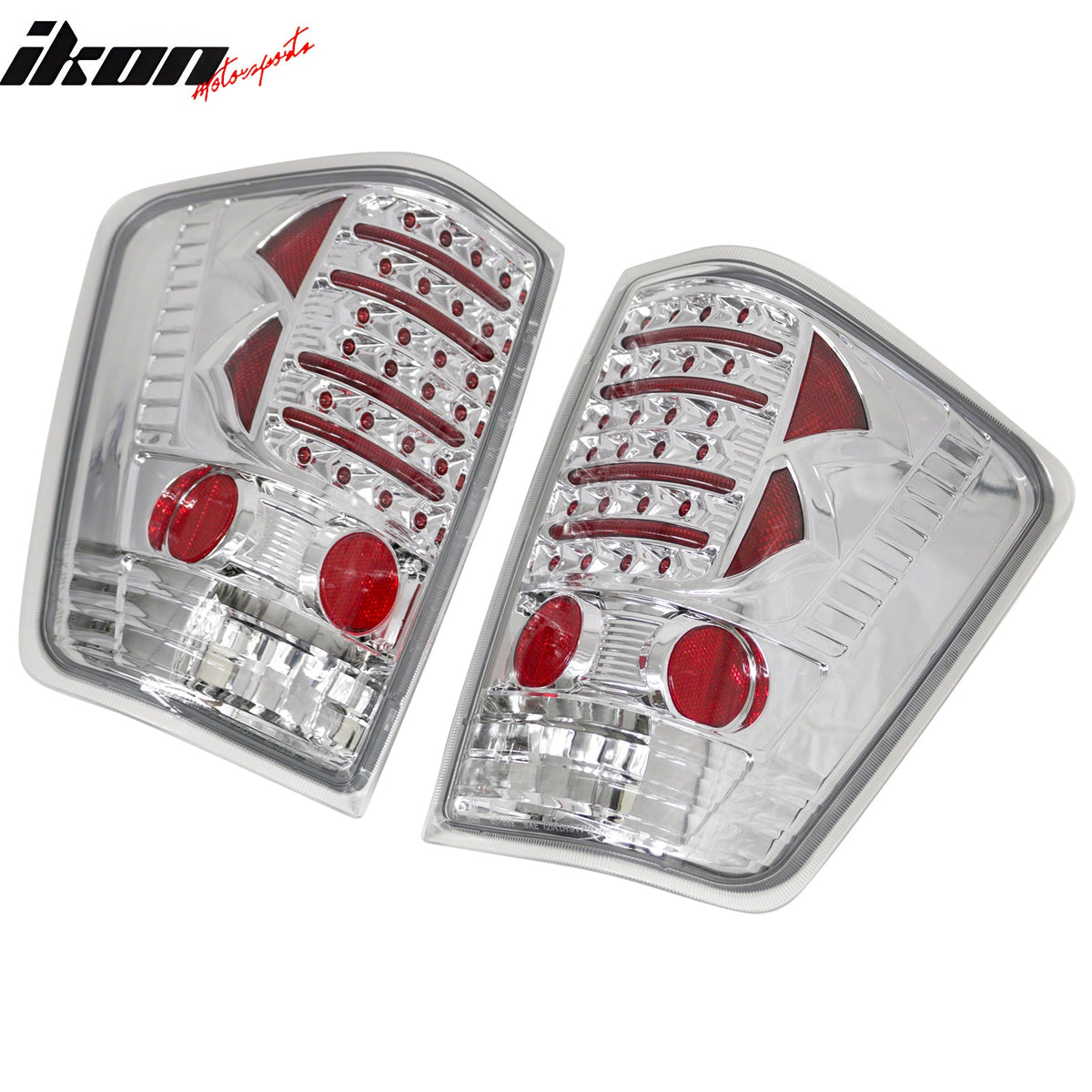 2004-2015 Nissan Titan 2PCS Driver Passenger Side Rear Tail Lights Lamps Assembly Replacement LED Look Chrome Housing Clear Lens