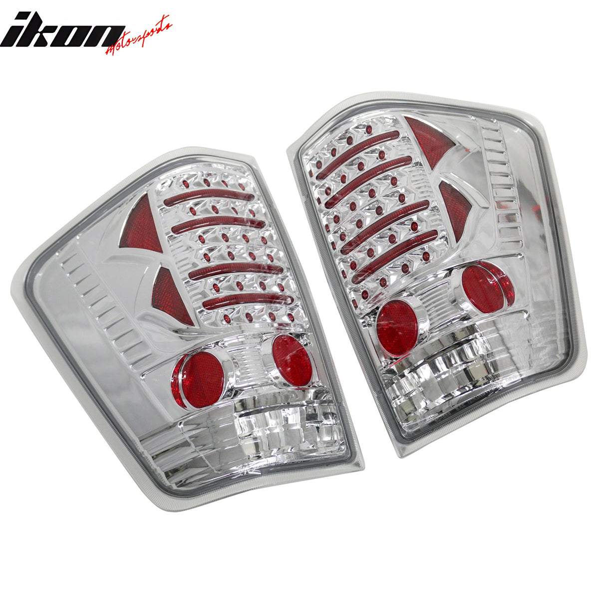 2004-2015 Nissan Titan 2PCS Driver Passenger Side Rear Tail Lights Lamps Assembly Replacement LED Look Chrome Housing Clear Lens