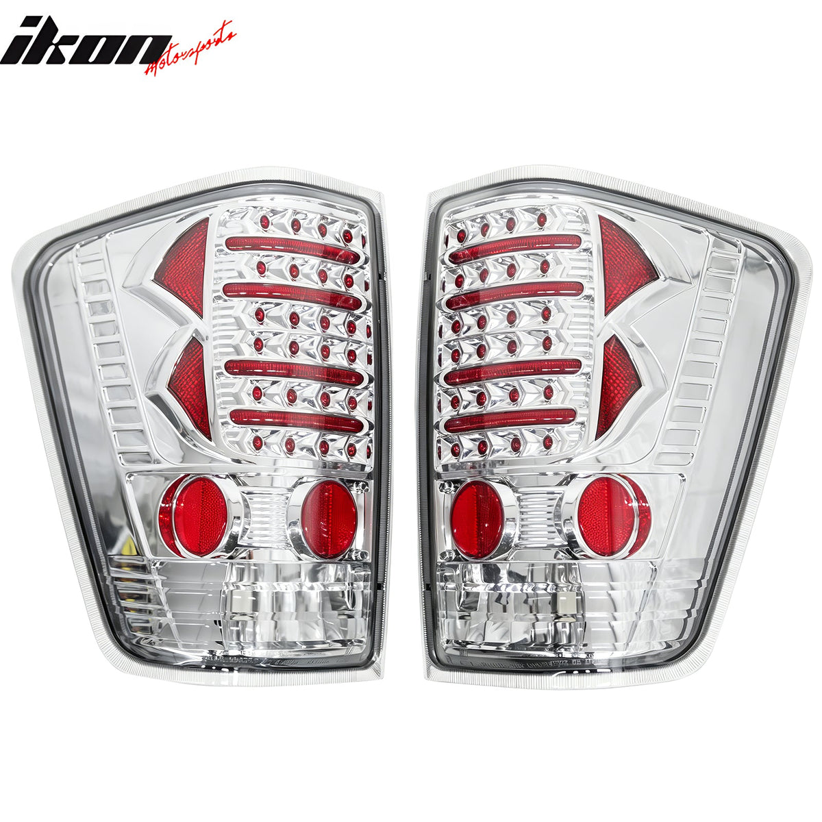 2004-2015 Nissan Titan 2PCS Driver Passenger Side Rear Tail Lights Lamps Assembly Replacement LED Look Chrome Housing Smoke Lens