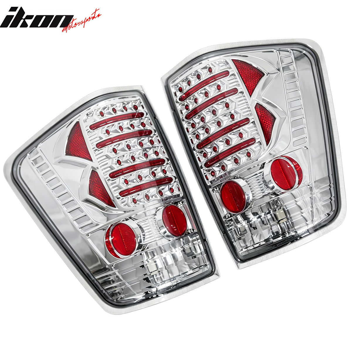 2004-2015 Nissan Titan 2PCS Driver Passenger Side Rear Tail Lights Lamps Assembly Replacement LED Look Chrome Housing Smoke Lens