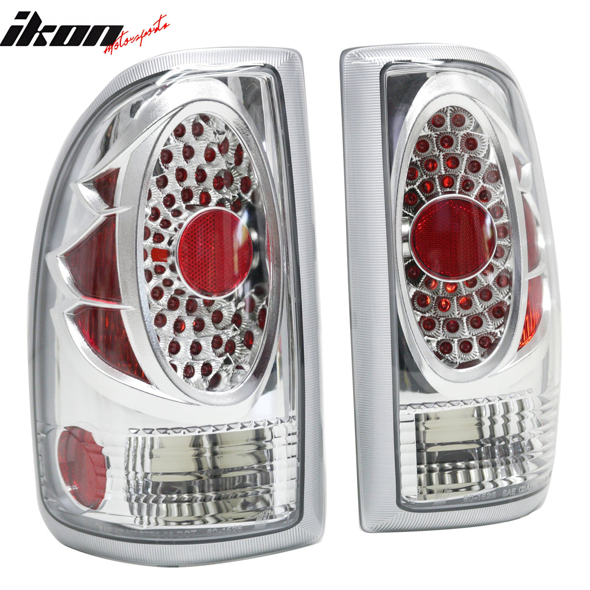 1997-2004 Dodge Dakota 2PCS Driver Passenger Side Rear Tail Lights Lamps Assembly Replacement LED Look Chrome Housing