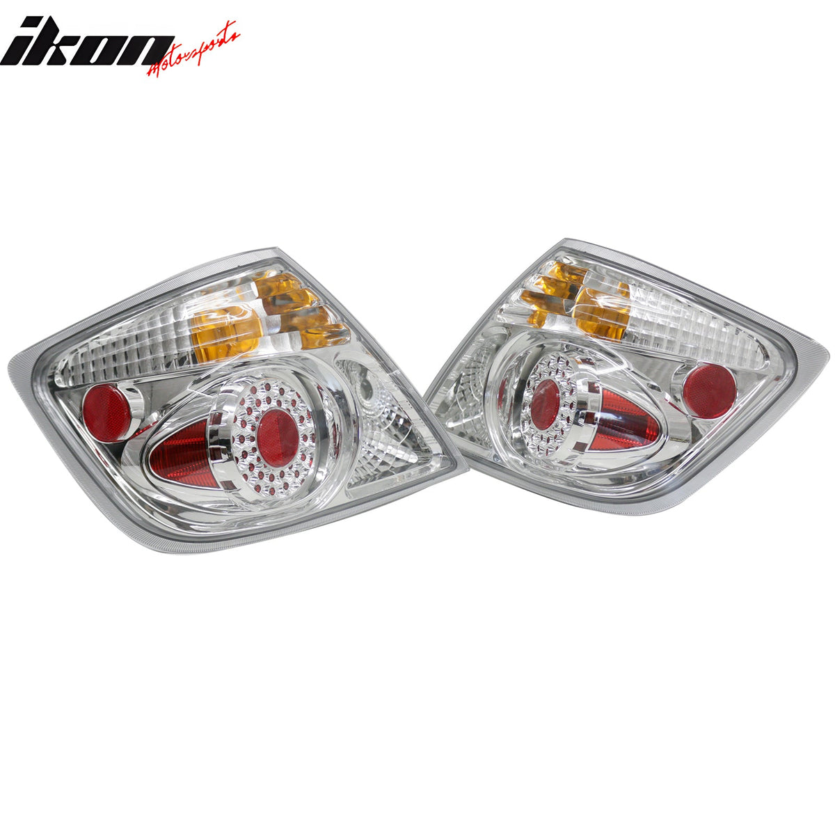 2005-2008 Scion tC 2PCS Driver Passenger Side Rear Tail Lights Lamps Assembly Replacement LED Look Chrome Housing Clear Lens