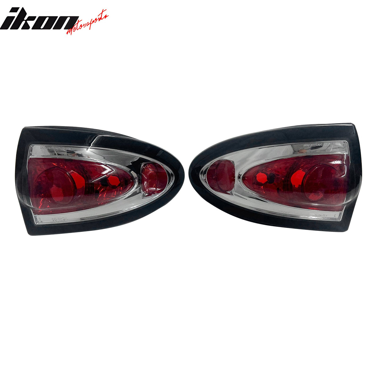 2003-2005 Chevrolet Chevy Cavalier 2PCS Driver Passenger Side Rear Tail Lights Lamps Assembly Replacement Chrome Housing Red Lens