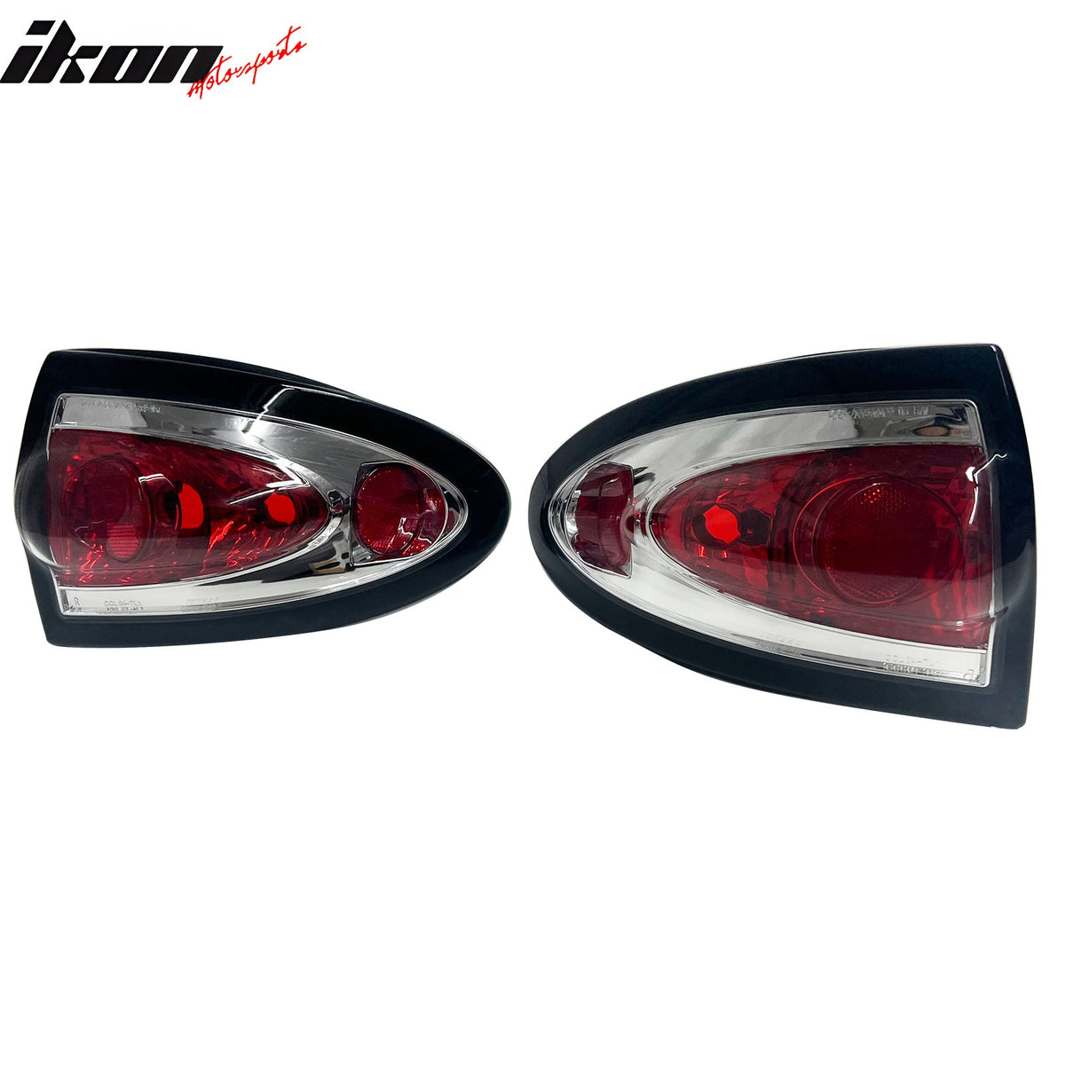 2003-2005 Chevrolet Chevy Cavalier 2PCS Driver Passenger Side Rear Tail Lights Lamps Assembly Replacement Chrome Housing Red Lens