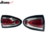2003-2005 Chevrolet Chevy Cavalier 2PCS Driver Passenger Side Rear Tail Lights Lamps Assembly Replacement Chrome Housing Red Lens