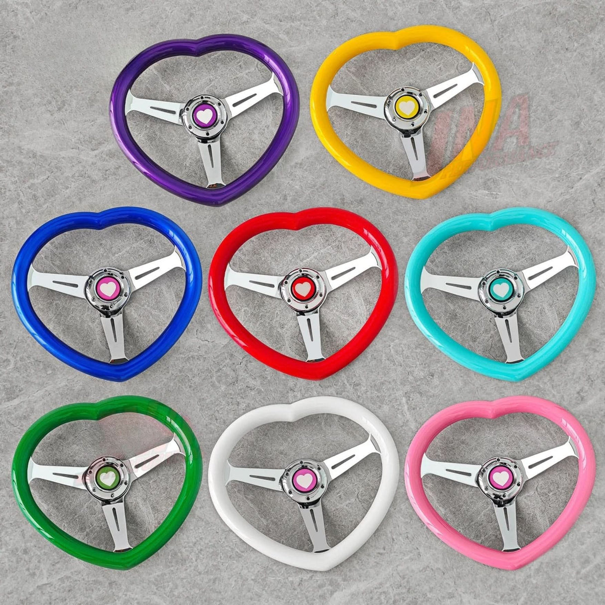 JDM Chrome Bracket Heart Shaped Steering Wheel