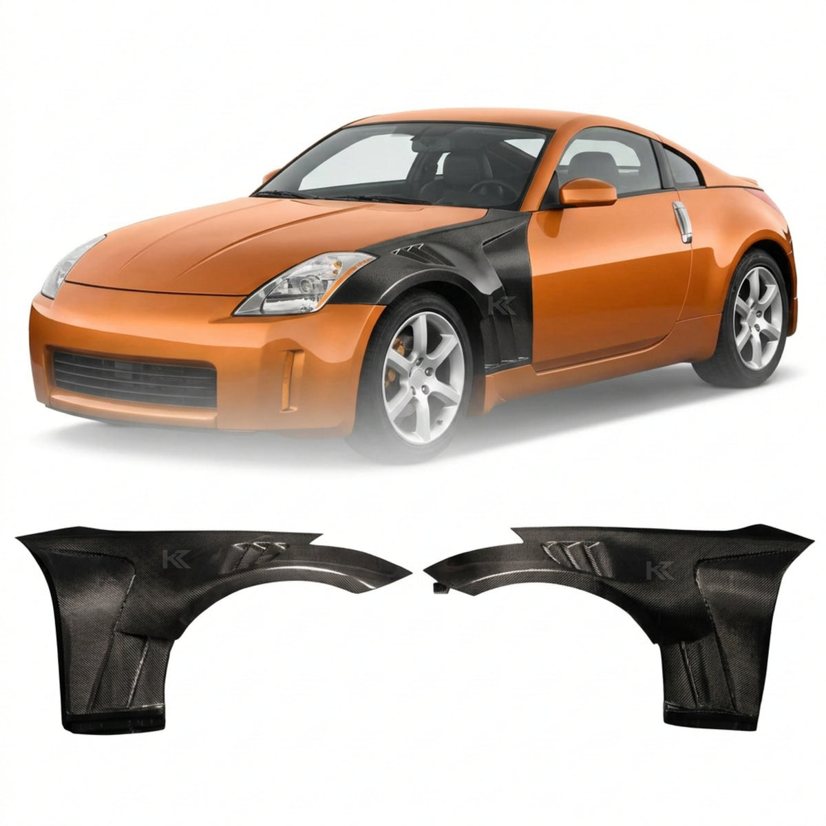 2003-2008 Nissan 350Z AMS GT3 Style Front Over Fenders – Carbon Fiber