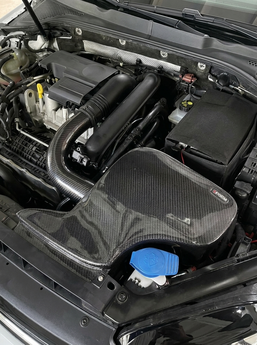 VW Golf MK7 EA211 1.4T Dry Carbon Fiber High Flow Cold Air Intake System 2015 - 2021 OE KD4243BK