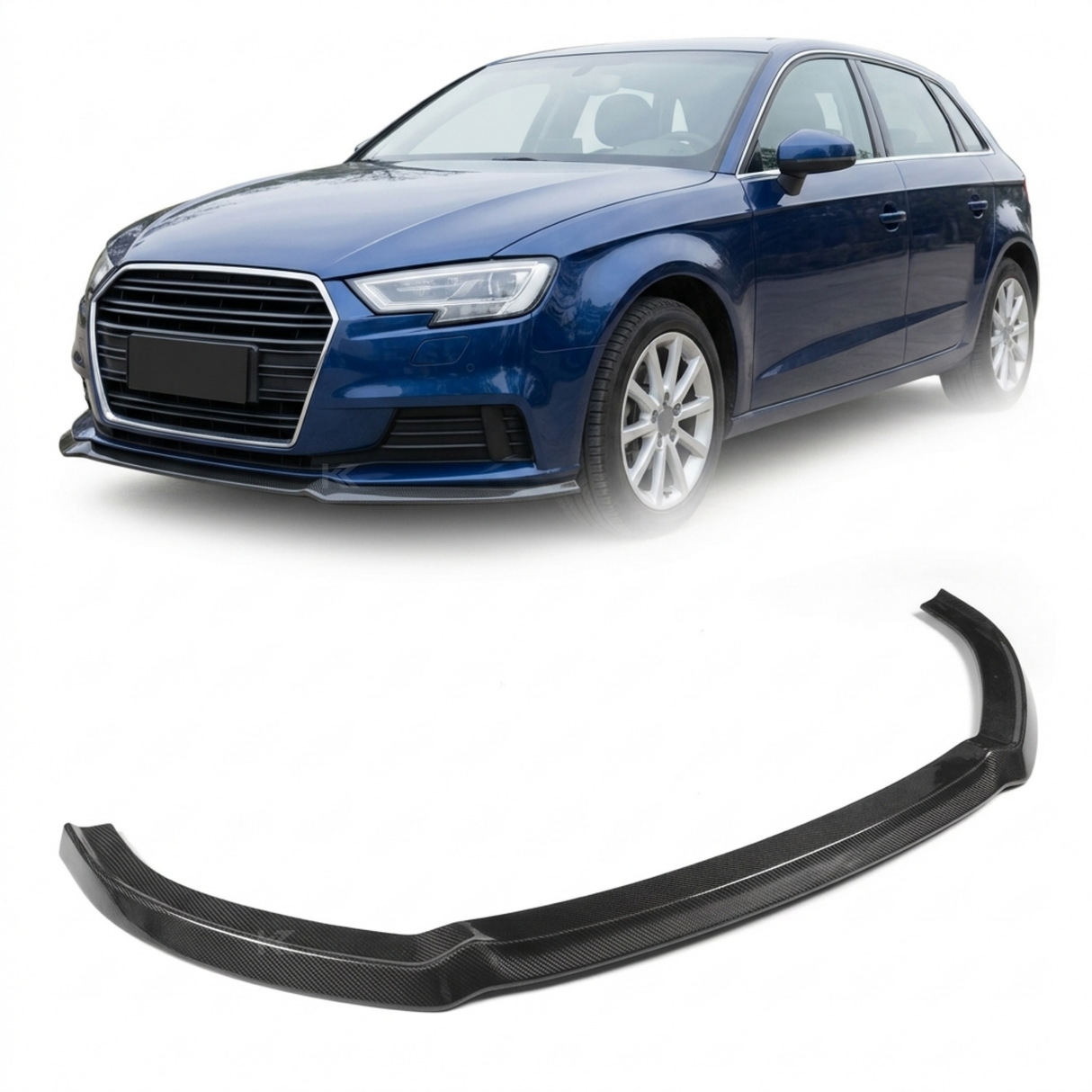 2017–2019 Audi A3 S-Line / S3 8V Hatchback Front Lip Splitter – Carbon Fiber
