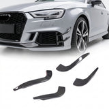 2017–2019 Audi RS3 8V Sedan Front Bumper Fins – Carbon Fiber