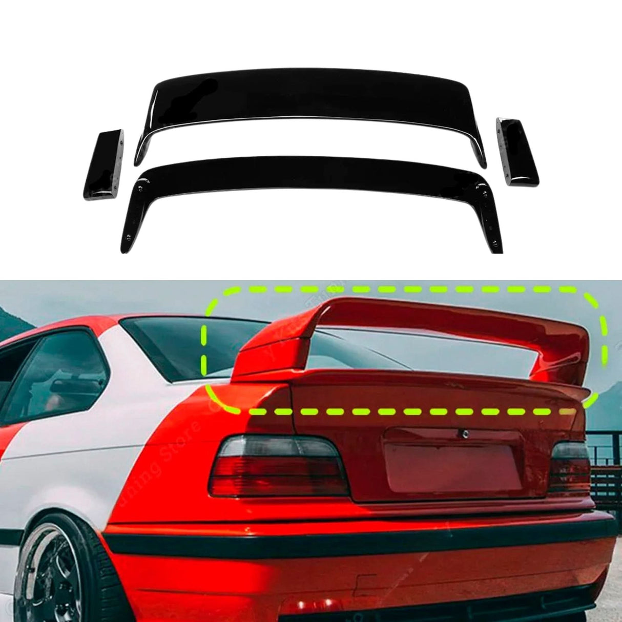 LTW GT Style Rear Trunk Spoiler – Gloss Black for BMW E36 (1991–1999)