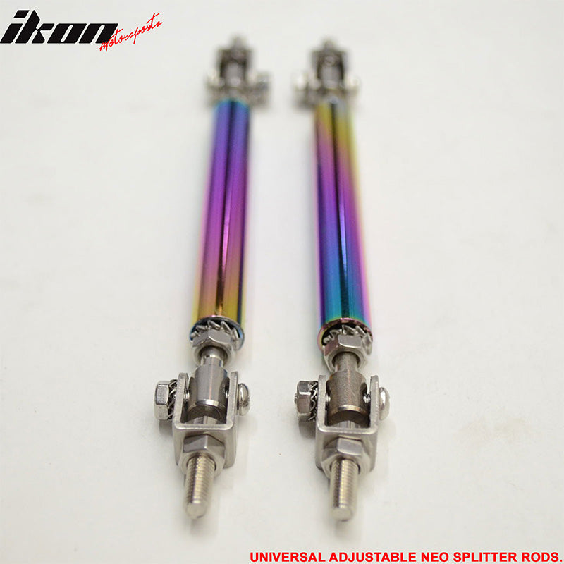 Universal Adjustable 5.5"-8" 2PC  Neochrome Bumper Lip Splitter Rods
