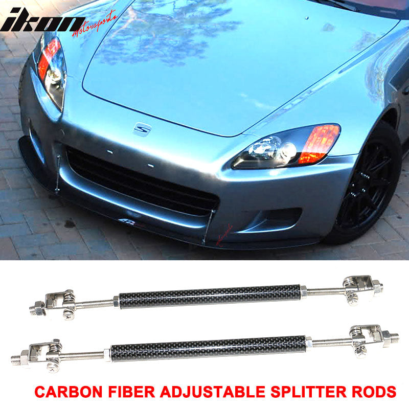 Universal RB 68x20in PP Front Bumper Lip & CF Splitter Rod