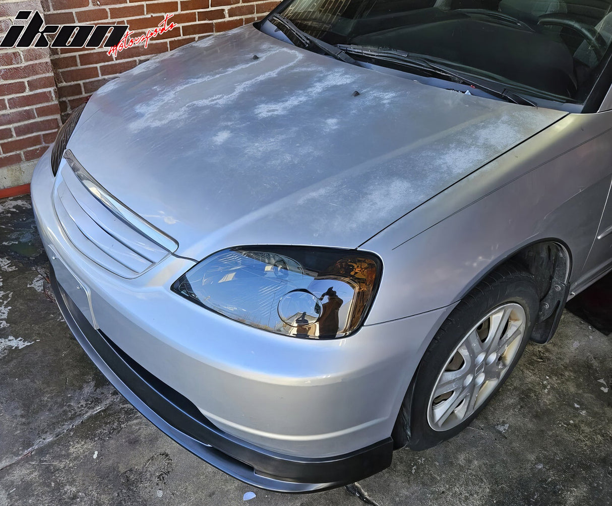 2001-2003 Honda Civic Mugen Style Unpainted Black Front Bumper Lip PP