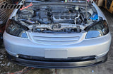 2001-2003 Honda Civic Mugen Style Unpainted Black Front Bumper Lip PP