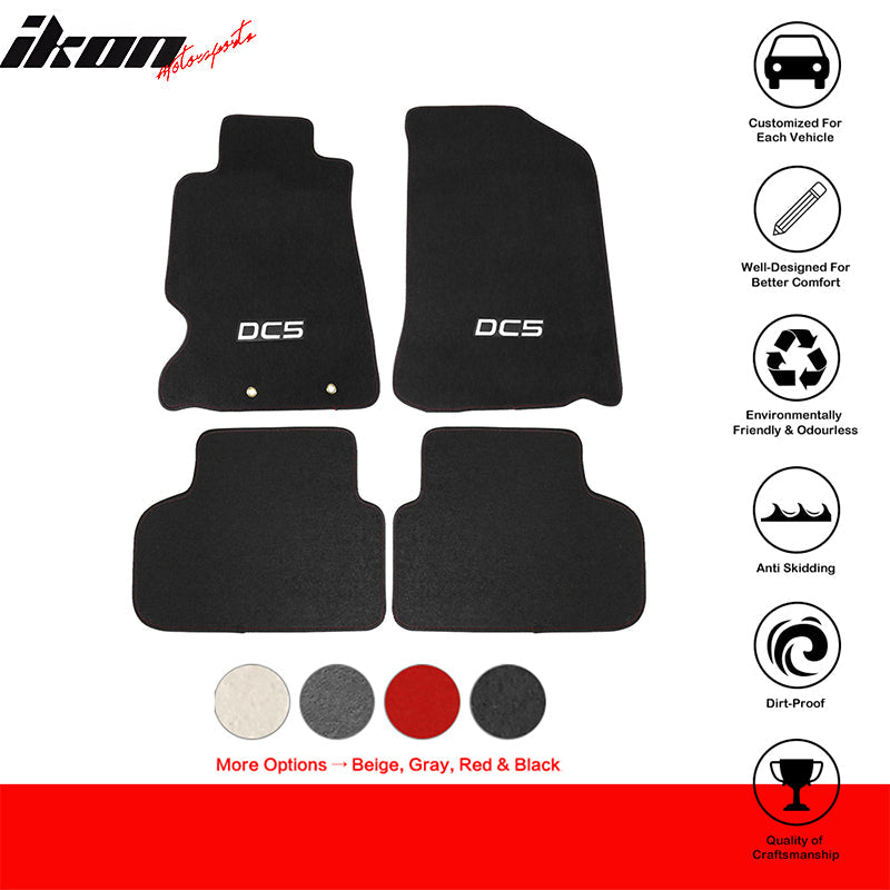 Floor Mat for Acura RSX 2002-06 Black DC5 Logo Carpet 4PC Nylon