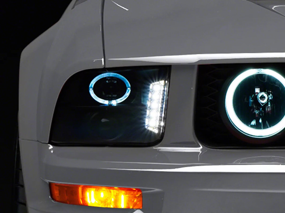 Raxiom Led Halo Projector Headlights; Black Housing; Smoked Lens (05-09 Mustang W/ Factory Halogen Headlights, Excluding Gt500)