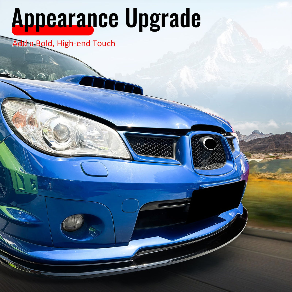 2006-2007 Subaru Impreza WRX STI Style Gloss Black Front Bumper Lip PP
