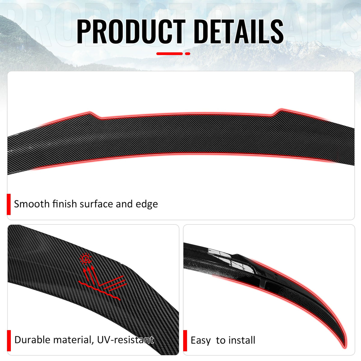 2006-2011 BMW E90 3-Series M3 PSM Carbon Fiber Print Trunk Spoiler ABS