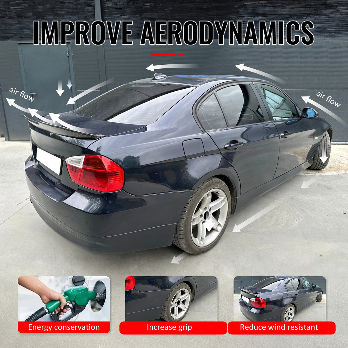 2006-2011 BMW E90 3-Series M3 PSM Carbon Fiber Print Trunk Spoiler ABS