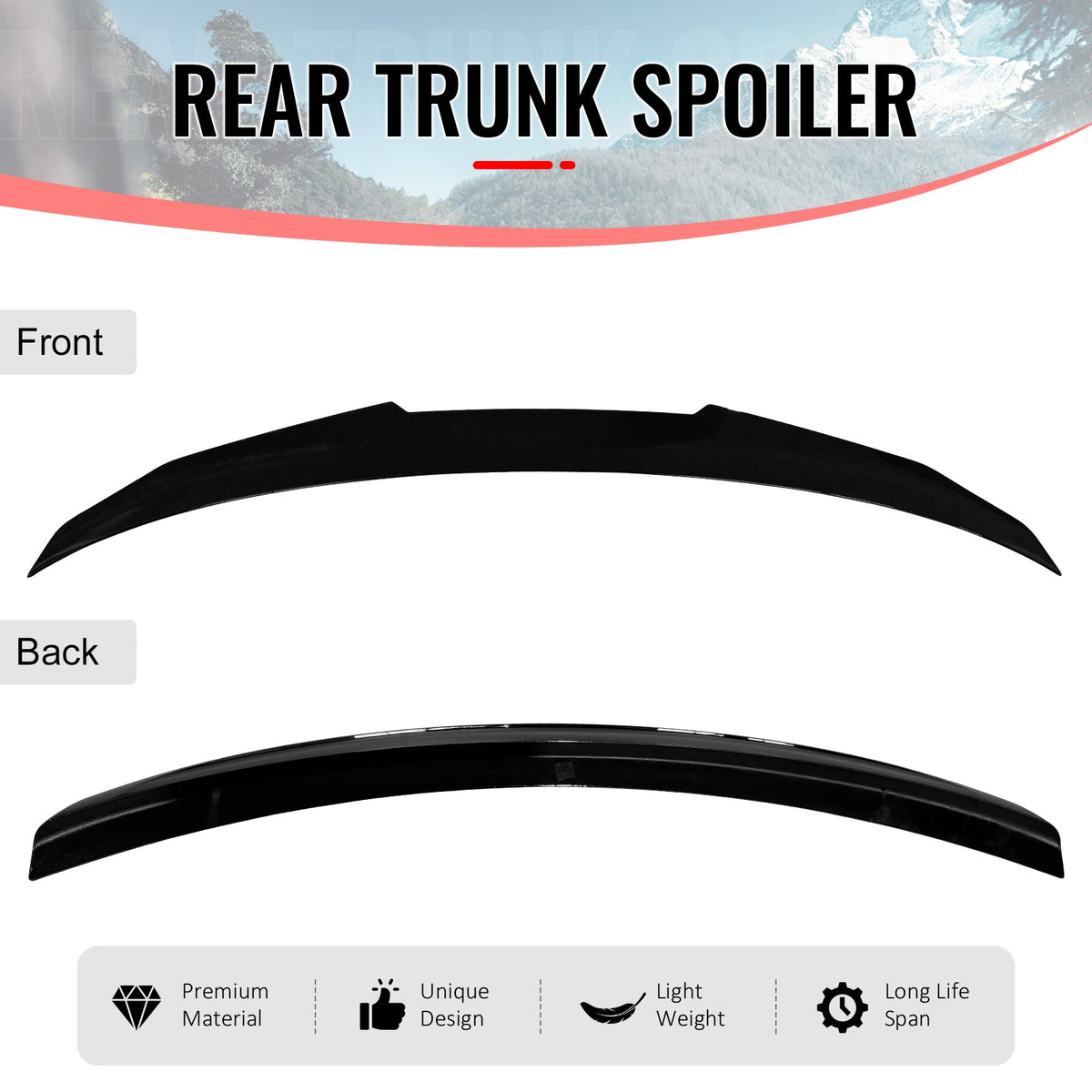 2006-2011 BMW E90 3-Series M3 Sedan PSM Gloss Black Trunk Spoiler ABS