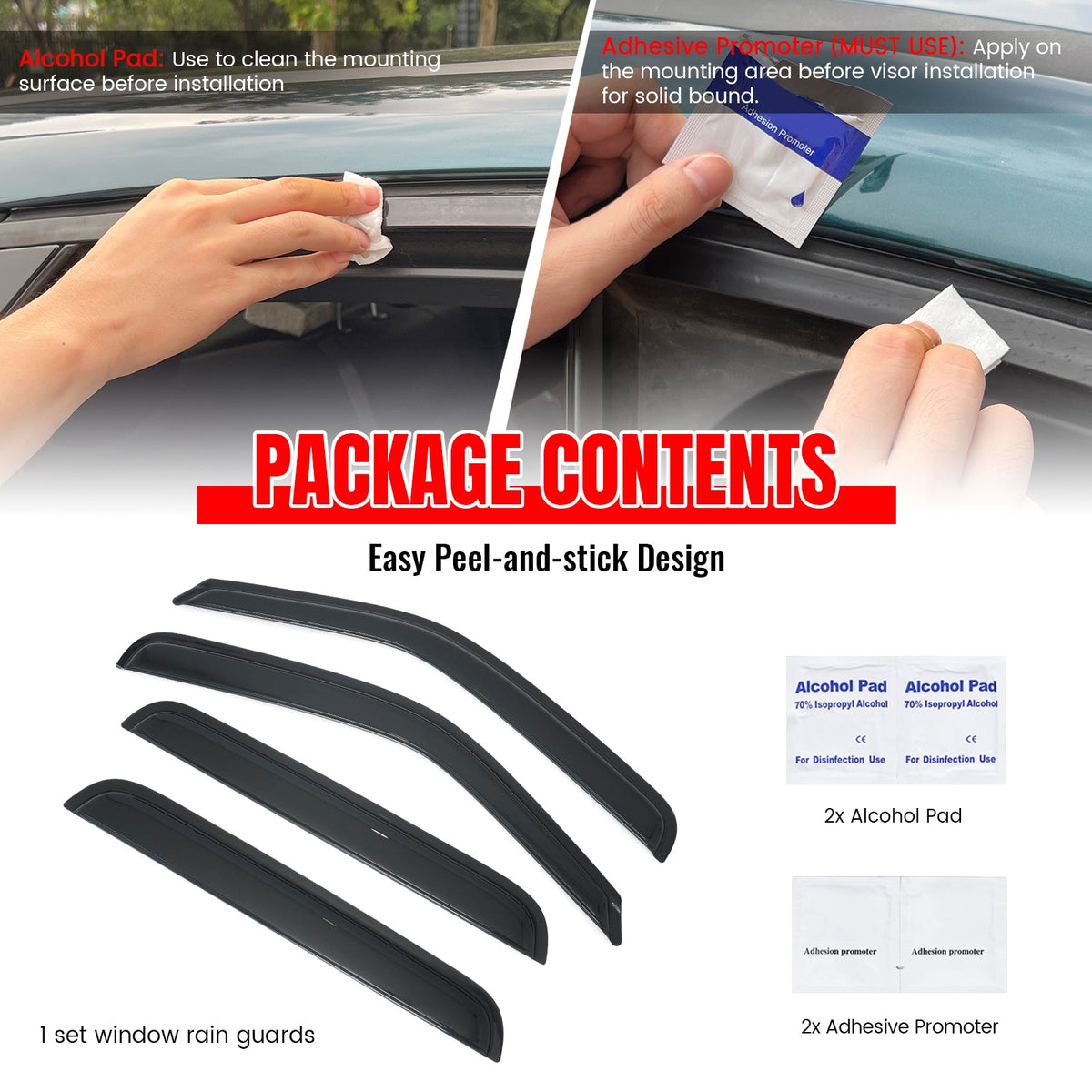 2006-2014 Honda Ridgeline Window Visors Smoke Acrylic Rain Sun Vent Deflectors Side Door Guard 4PCS Set