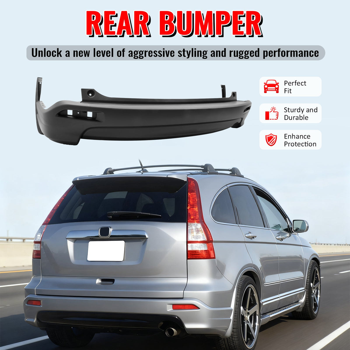 2007-2009 Honda CR-V CRV MD Style Rear Bumper Cover Replacement PP