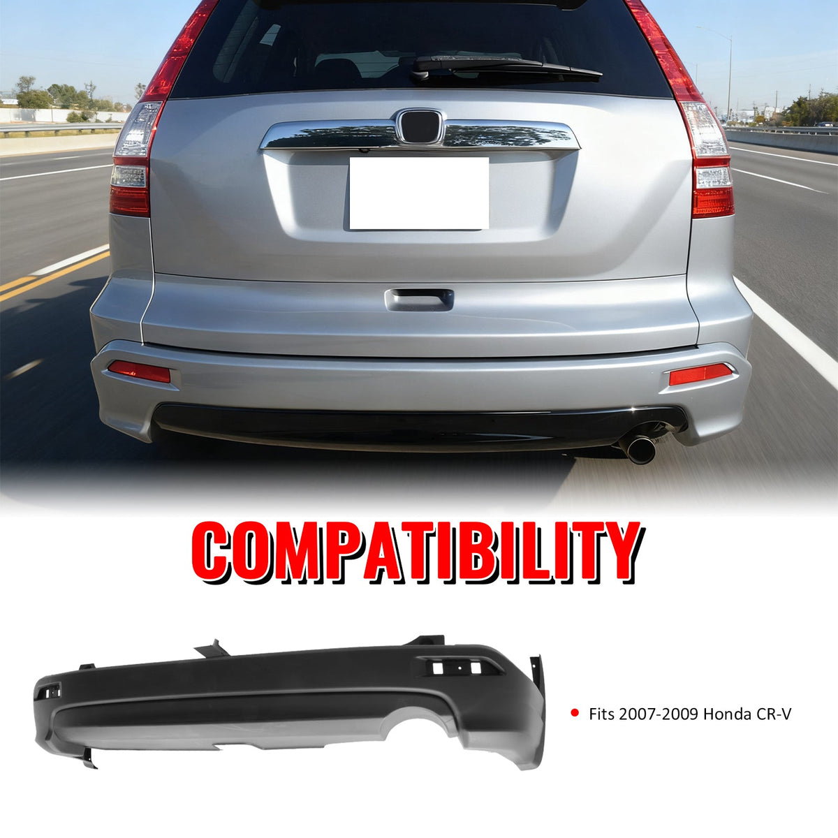 2007-2009 Honda CR-V CRV MD Style Rear Bumper Cover Replacement PP