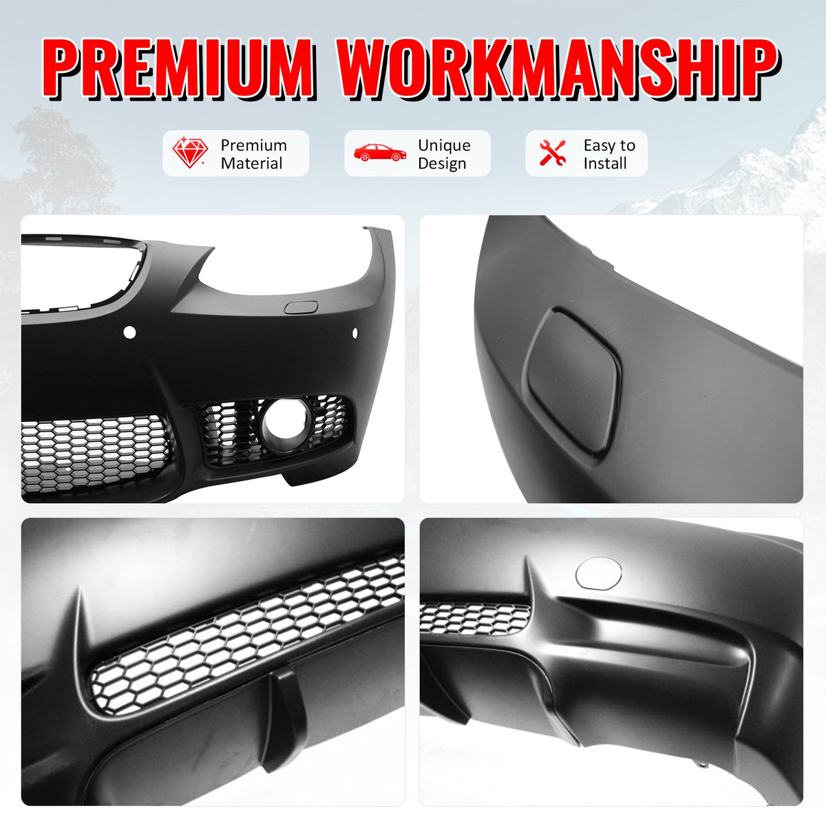 2007-2010 BMW E92 E93 3 Series M3 Style Front & Rear Bumper Cover PP