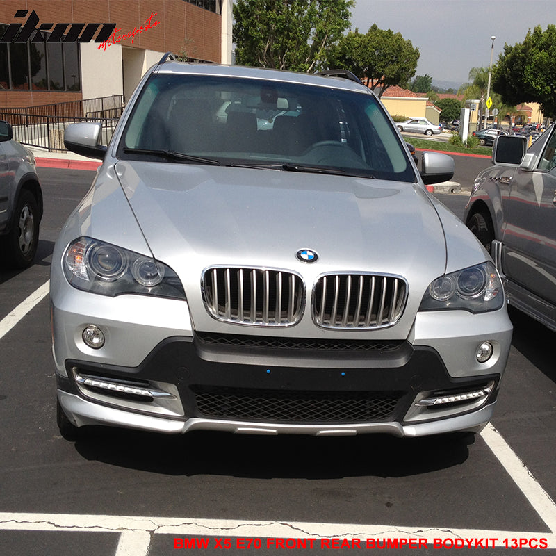 2007-2010 BMW X5 E70 AERO Style Unpainted Black 13PC Full Body Kit PP