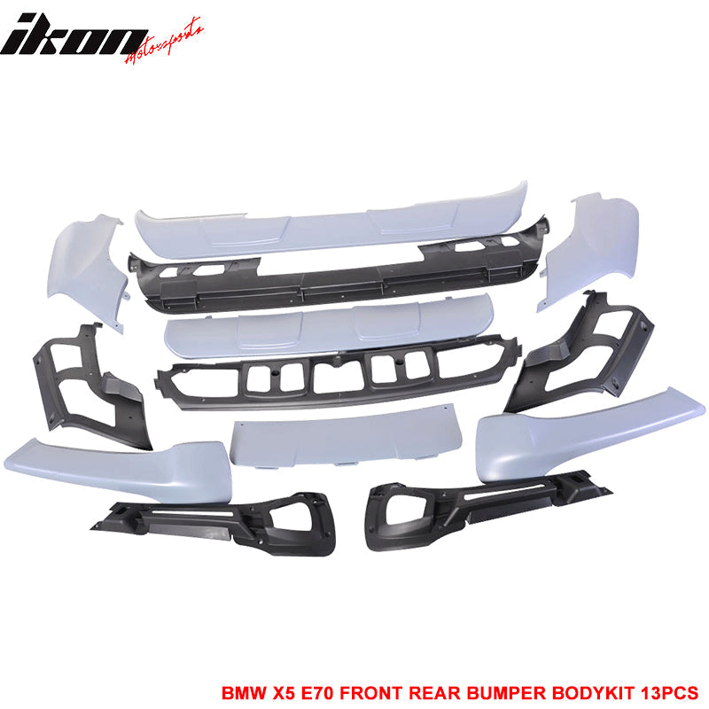 2007-2010 BMW X5 E70 AERO Style Unpainted Black 13PC Full Body Kit PP