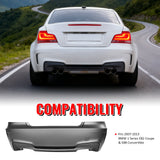 2007-2013 BMW 1-Series E82 Coupe & E88 1M Style Rear Bumper Cover PP