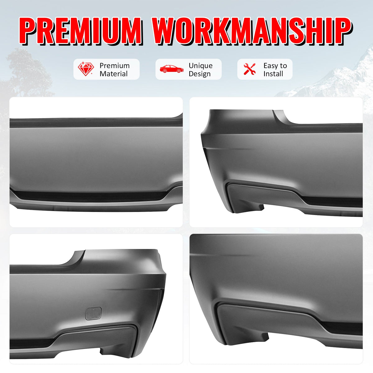 2007-2013 BMW 1-Series E82 Coupe & E88 1M Style Rear Bumper Cover PP