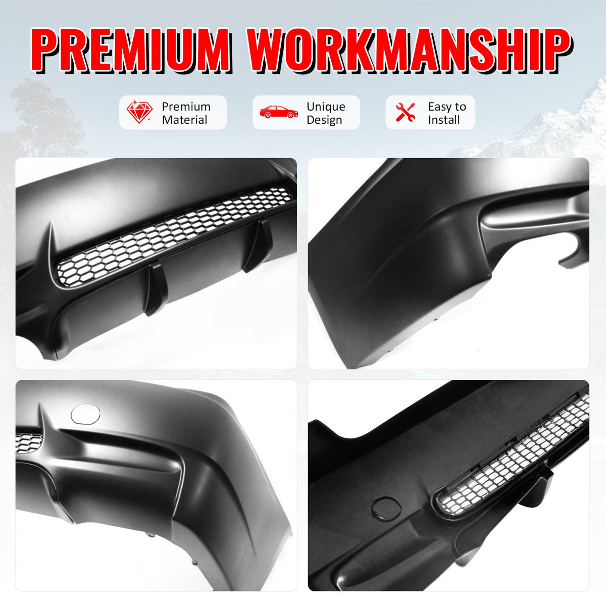 2007-2013 BMW E92 E93 3 Series M3 Style Unpainted Rear Bumper Cover PP