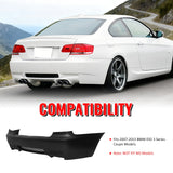 2007-2013 BMW E92 3-Series Coupe 2Dr M3 Style Rear Bumper Cover PP