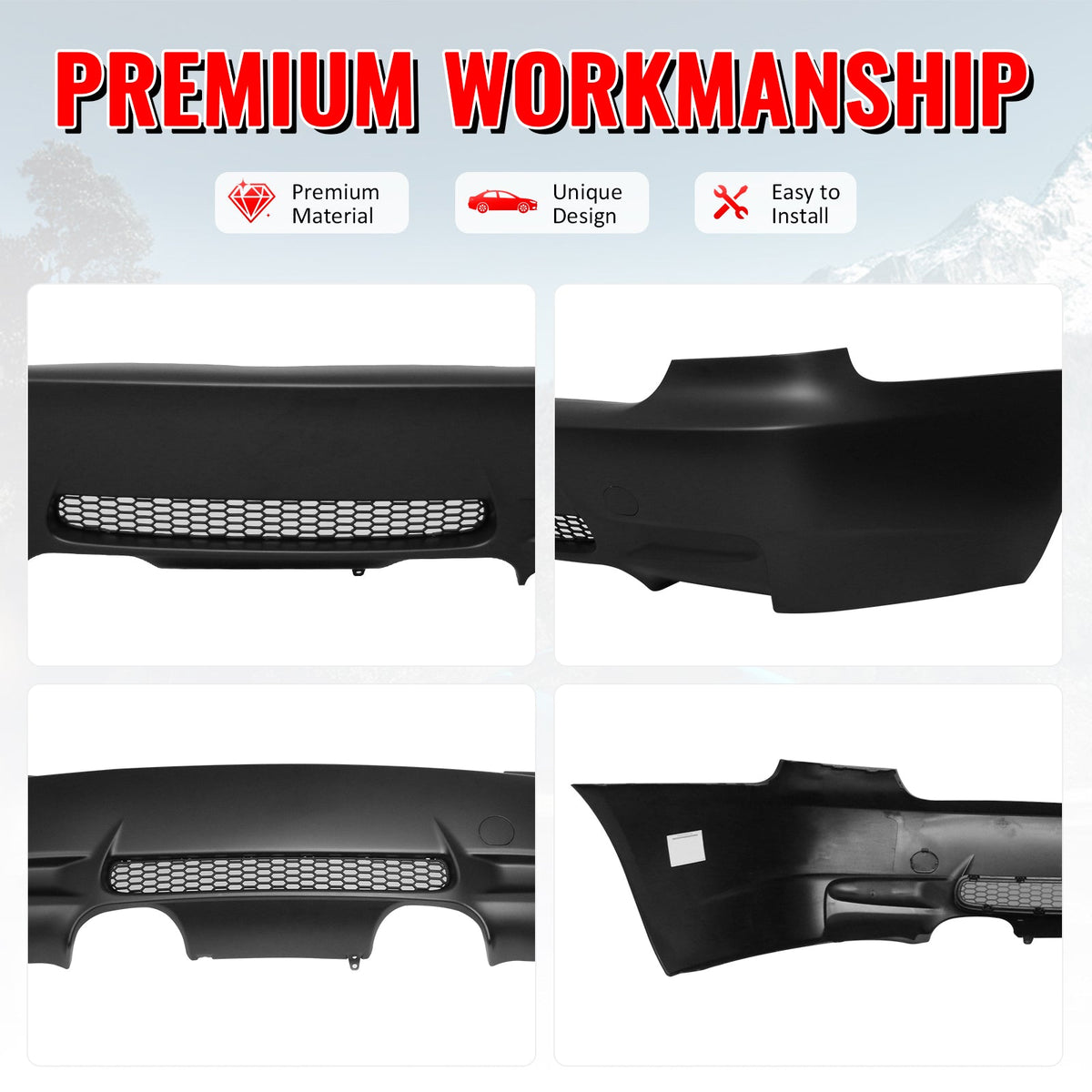 2007-2013 BMW E92 3-Series Coupe 2Dr M3 Style Rear Bumper Cover PP