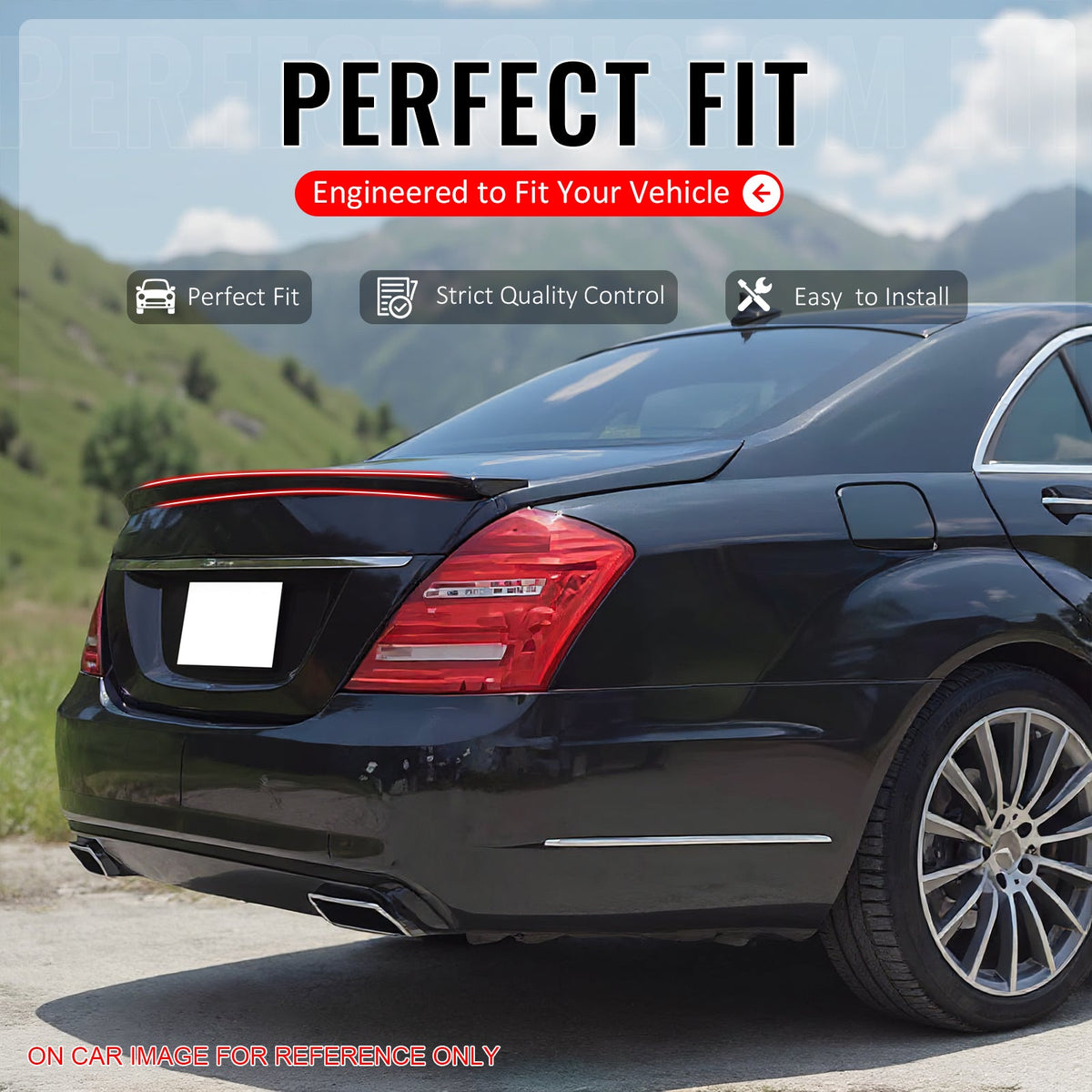 2007-2013 Benz W221 S-Class AMG Style Matte Black Trunk Spoiler ABS