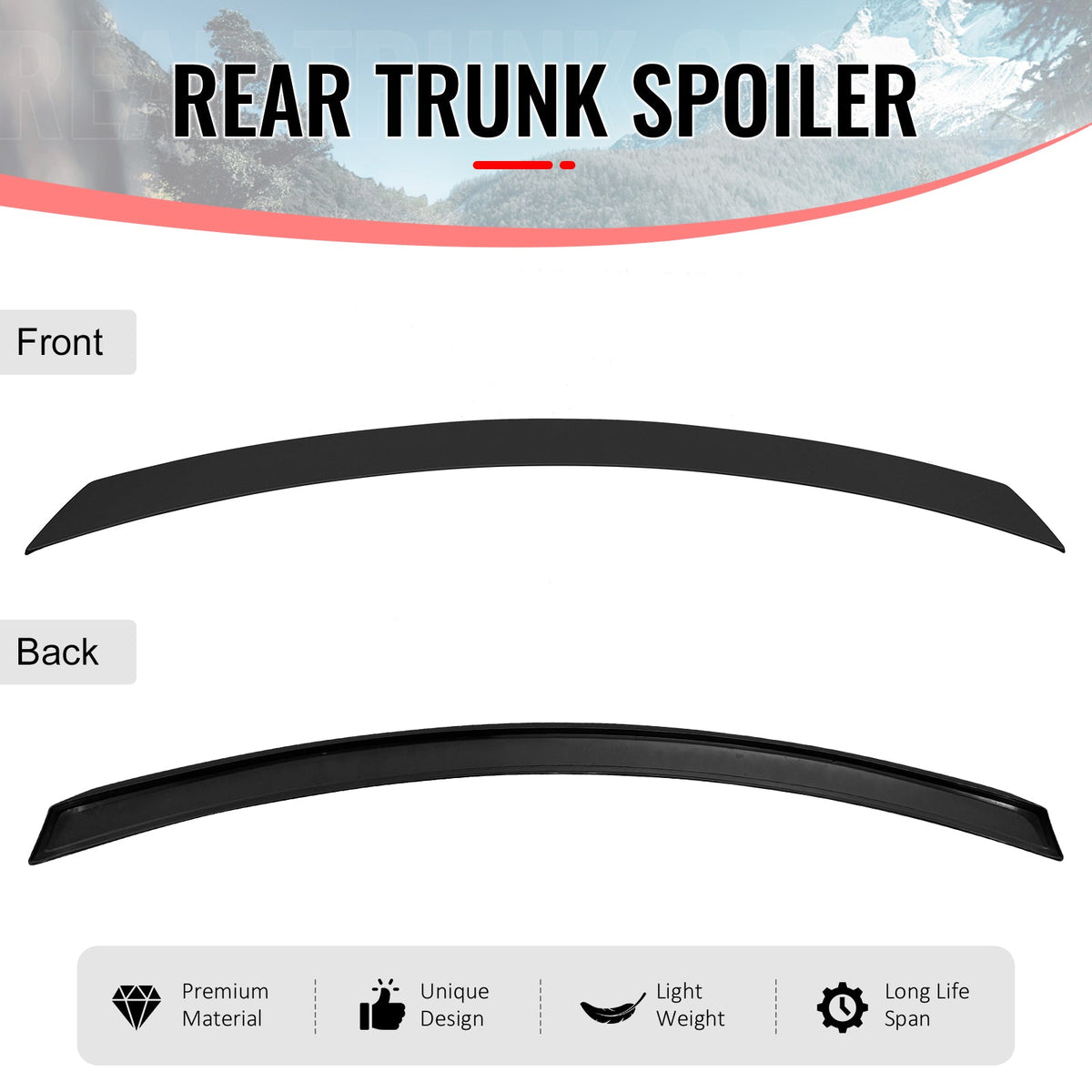 2007-2013 Benz W221 S-Class AMG Style Matte Black Trunk Spoiler ABS