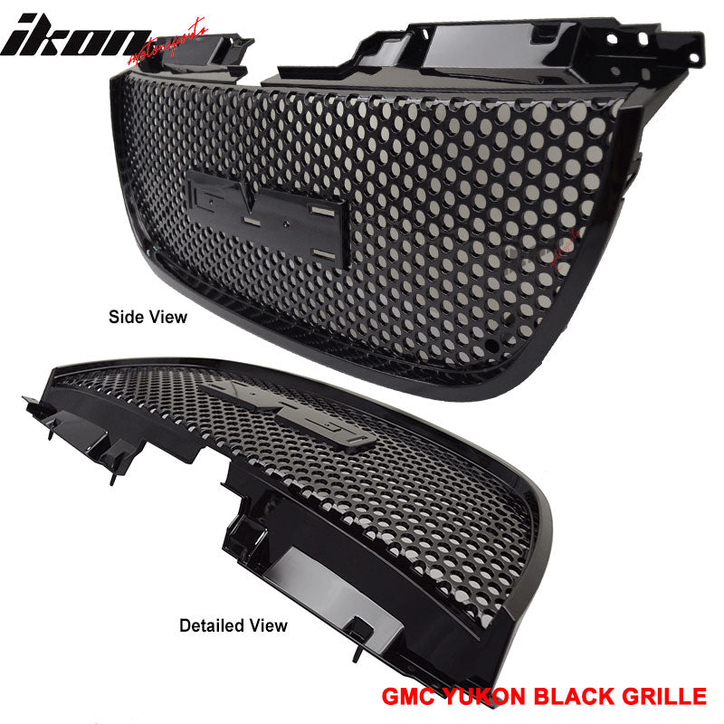 Fits 07-14 GMC Yukon /Yukon XL 1500 Denali Upper + Lower Black Grille