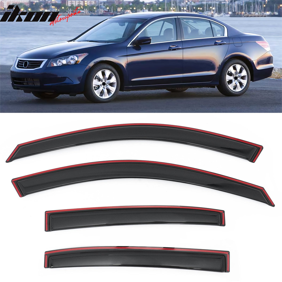 2008-2012 Honda Accord Sedan 4 Door Window Visor In Channel Rain Guard