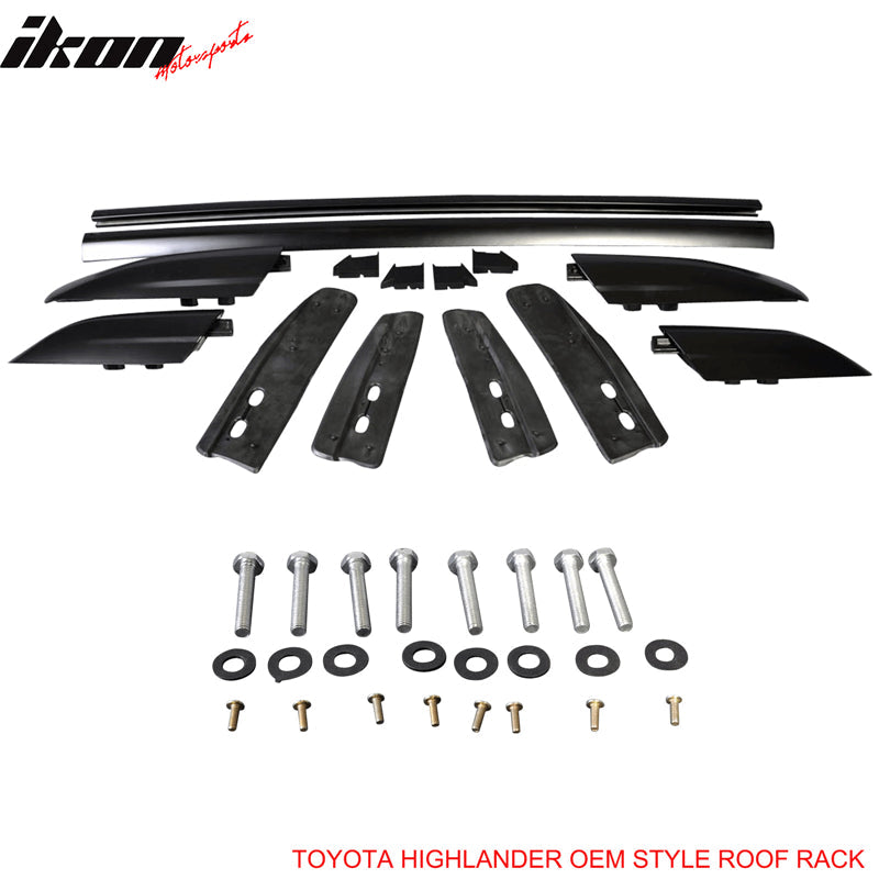 Fits 08-13 Highlander OE Black Roof Rack+Cross Bar Kit Luggage Carrier