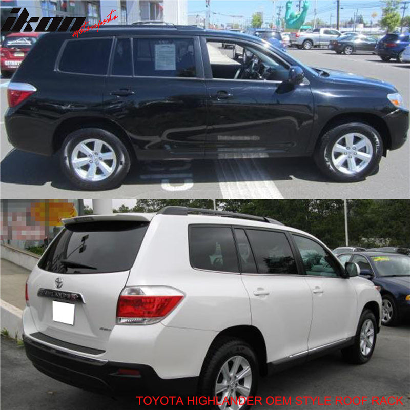 Fits 08-13 Highlander OE Black Roof Rack+Cross Bar Kit Luggage Carrier