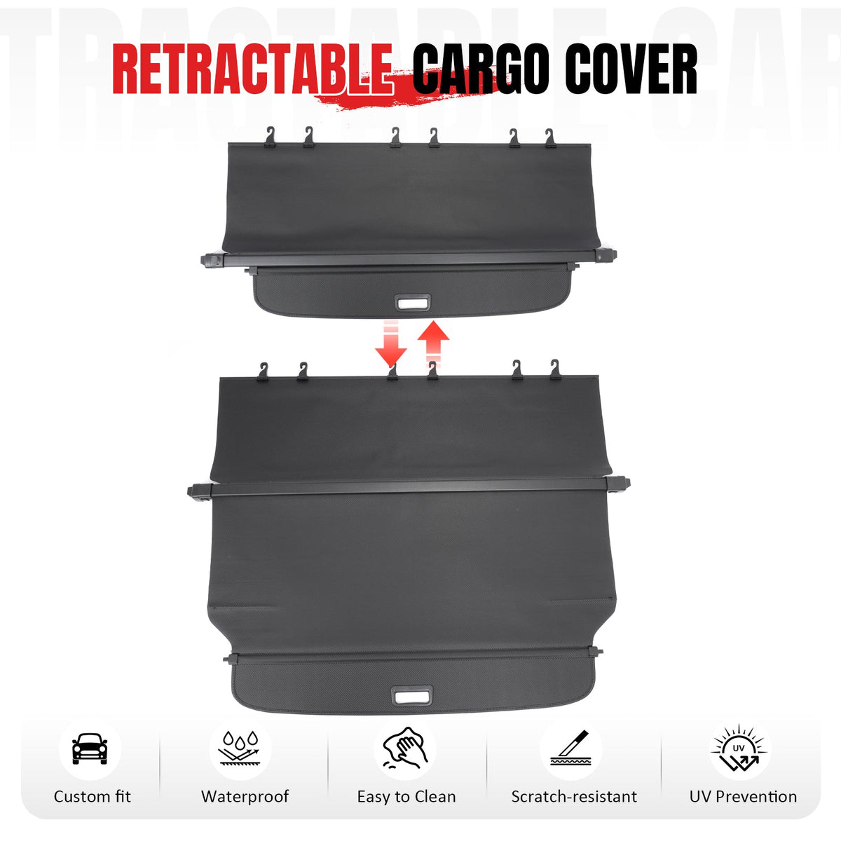 Rear Trunk Cargo Cover for Nissan Rogue & Select 2008-2015 Carbon Fiber Texture