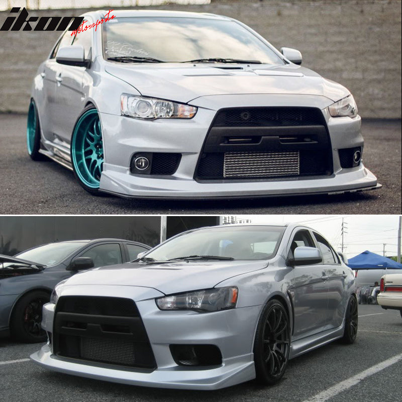 2008-2015 Mitsubishi Lancer EVO 10 X V Unpainted Front Bumper Lip PU
