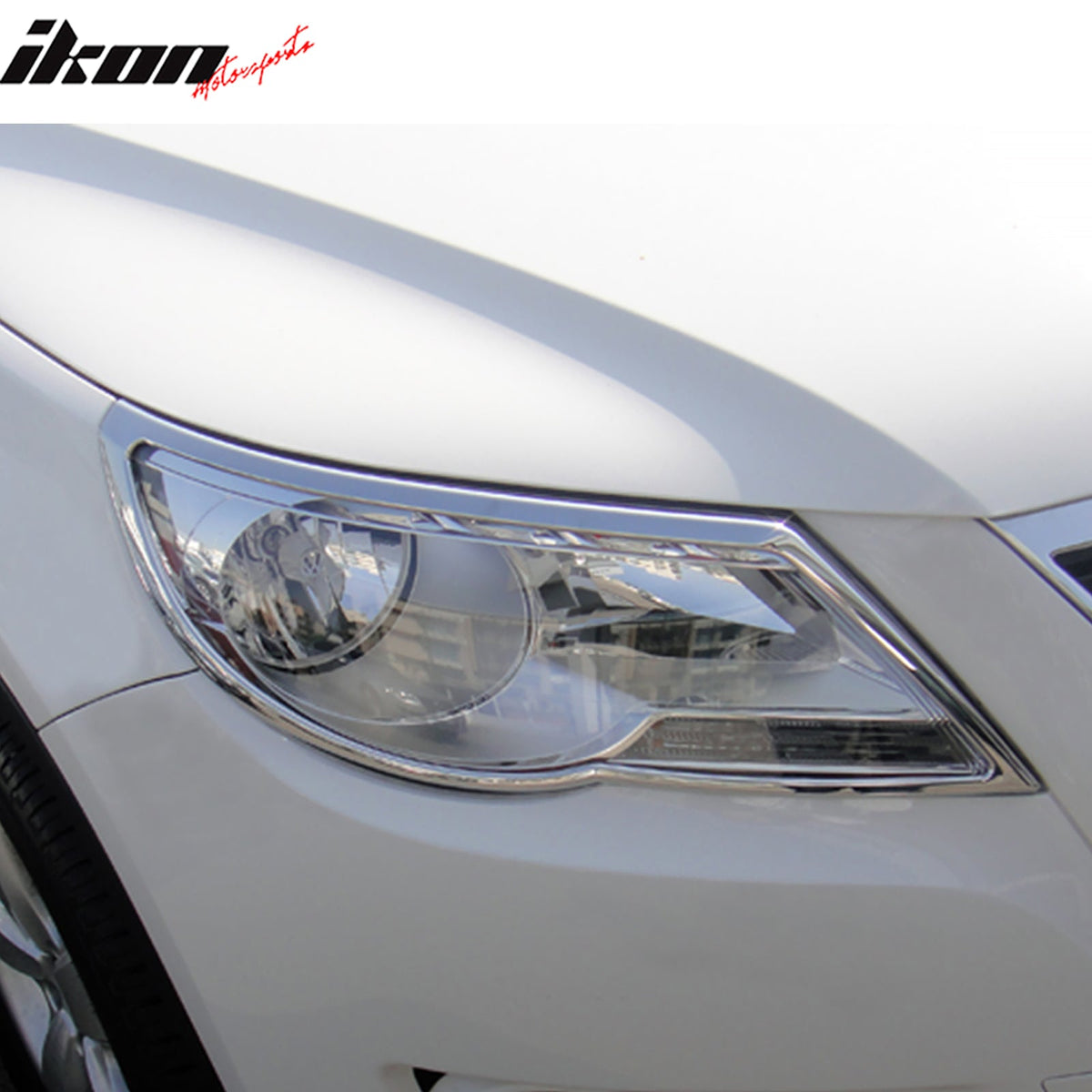 2009-2011 Volkswagen Tiguan Pre-facelift Chrome Headlights Trim Bezel Cover Surround Rim ABS Pair