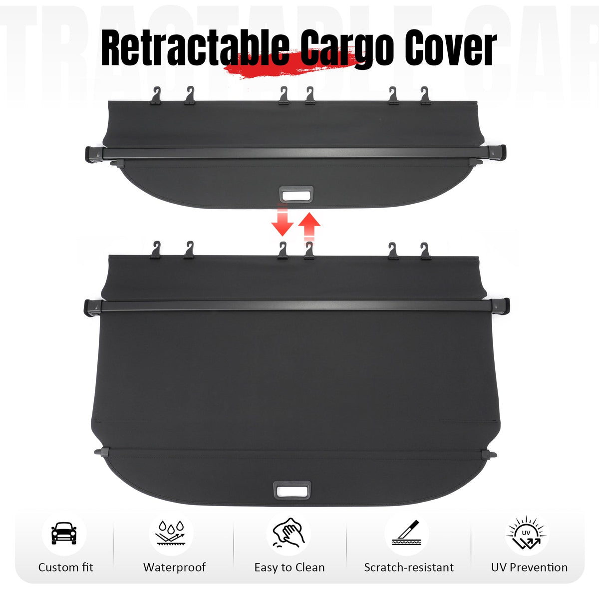Rear Cargo Cover Rear Trunk Shade for Toyota Venza 2009-2015 Retractable Canvas