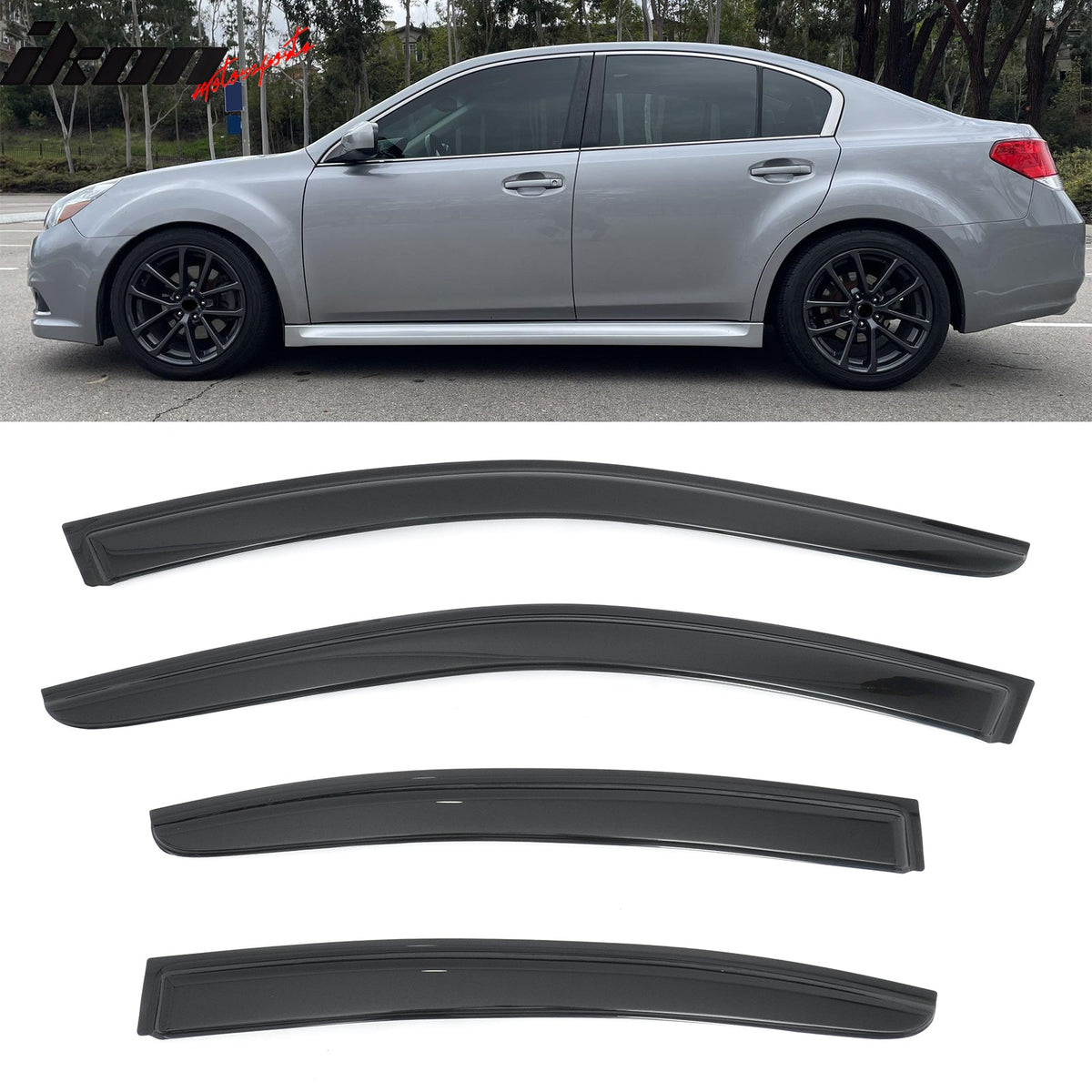 2010-2014 Subaru Legacy Sedan Window Visors Smoke Acrylic Side Door Rain Sun Deflectors Guard 4PCS Set